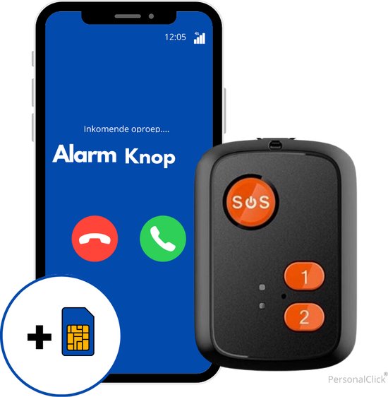 PersonalClick Pocket Alarm Ketting PC20 – Waterdicht - Live GPS - SOS Noodknop - Alarmknop voor Personen & Ouderen - GPS Tracker Senioren - SOS knop - Valdetectie - Waterdicht - Incl. Simkaart - Geen Abonnement Nodig