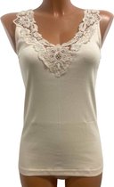 Lot de 2 chemises pour femme avec dentelle - 100% coton - Beige - Taille XXL