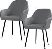 Stretch stoelhoes set van 2, elastische stoelhoes met armleuningen afneembare stoelhoes grijs hoes voor eetkamer, woonkamer, bruiloft, feestdecoratie (grijs)