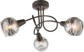 Trango 3-vlams Plafondlamp 1010-35L zwart optiek draaibaar *WOW* incl. 3x 5Watt LED lamp 3000K warm wit spots met design rokerige glazen kappen Woonkamerlamp, plafondspots
