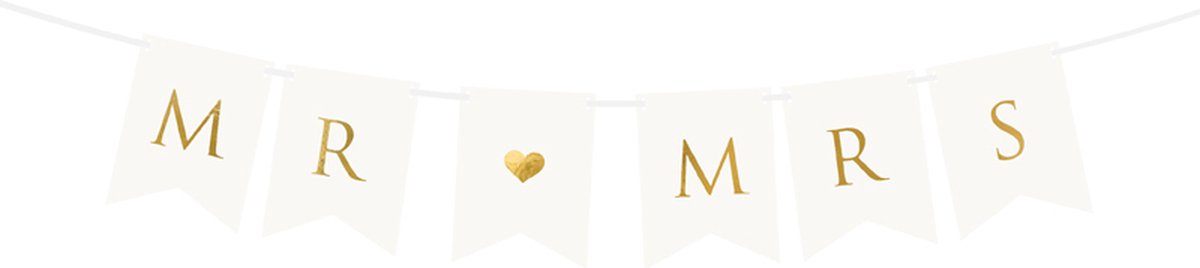 PartyDeco - Letterslinger Mr & Mrs - wit