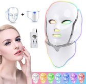 LED Gezichtsmasker - Face Mask - Led Masker - Led Therapie - Tegen Acne & Rode Huid En Rimpels - 7 Kleuren - Wit