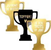 10x Sticker- Cadeausticker- Beker- Topper!- Ik ben trots op jou!- Jij bent de beste- Avondvierdaagse- Geslaagd