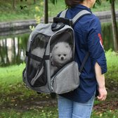 Dog Trolley Transportzak draagtas voor dieren trolley 2-in-1 huisdier rugzak hondentasje met deur en raam ademende oxford stof