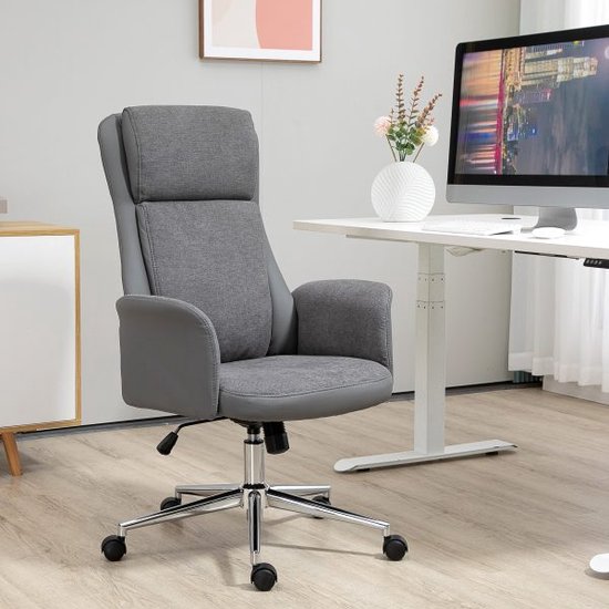 Stoel stoelstoelstoelstoel met een wipfunctie 360° ergonomisch hoogte verstelbare veerkrachtig tot 120 kg pu grijs 65x72x108-118cm