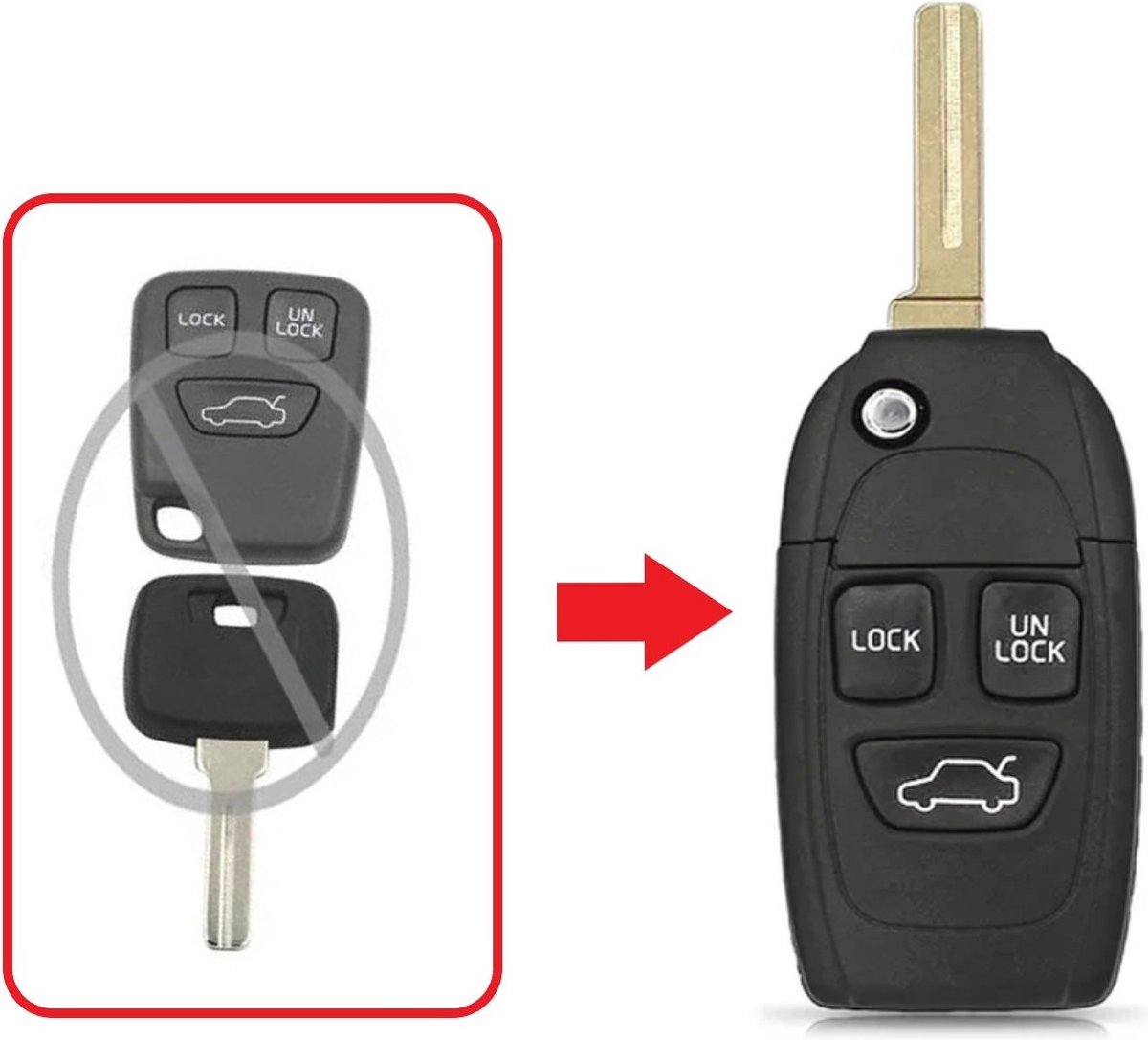 Vervangende 5-Knops Autosleutel Pad Compatibel Met Volvo XC60 XC70 V70 S60 S80 - Duurzaam ABS