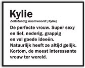 Kylie Woordenboek Grappig Fotolijst met glas 50 x 70 cm - Cadeau - Kado - Schilderij - Muur - Verjaardag - foto - Poster - incl ophangsysteem