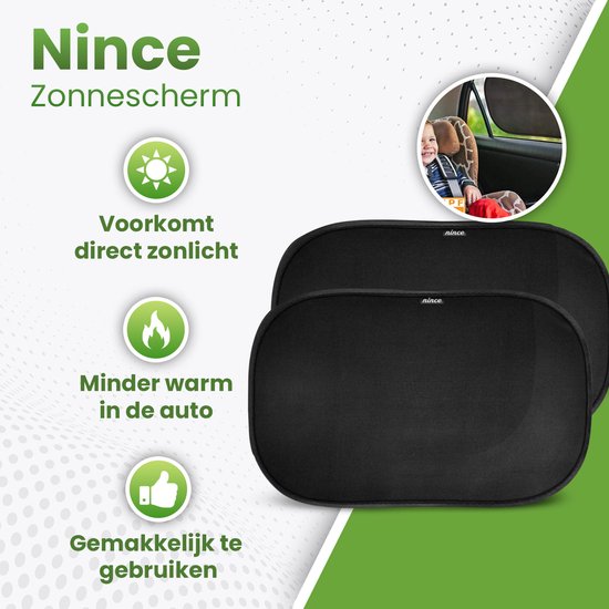 Nince Zonnescherm Auto Zijraam Van Hoge Kwaliteit - Set van 2 - Extra Donker van Nince — afbeelding 2