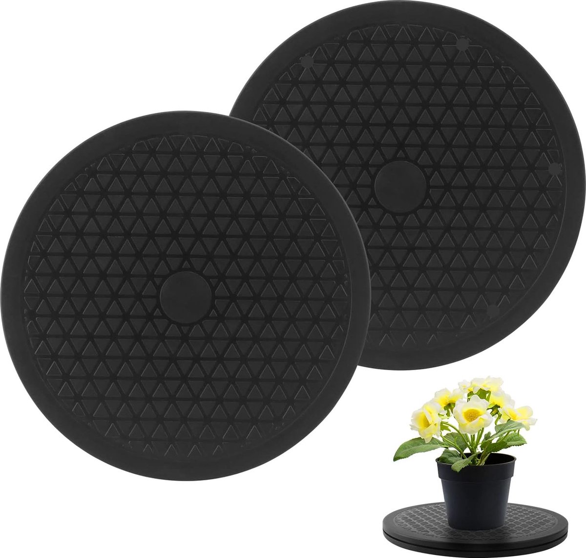 2 stuks draaischijven, 25 cm universeel draaiplateau van kunststof, zwart, 360 graden draaiplateau met stalen kogellagers, rond, multifunctioneel draaischijf voor laptops, monitor, tv, handwerk, planten