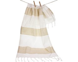 Hamam doek Medium gestreept taupe/wit 45x90cm