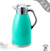 Borvat® - Thermos - Pichet isotherme en acier inoxydable - Café ou Thee - Garde les boissons froides et chaudes - Vert - 2300 ml