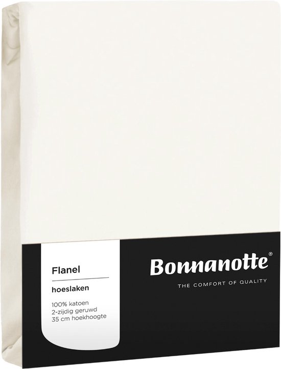Bonnanotte hoeslaken flanel - offwhite 180x220