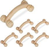 Relaxdays massageroller hout - 6-delige set - massage apparaat - massage hulpmiddel - nek