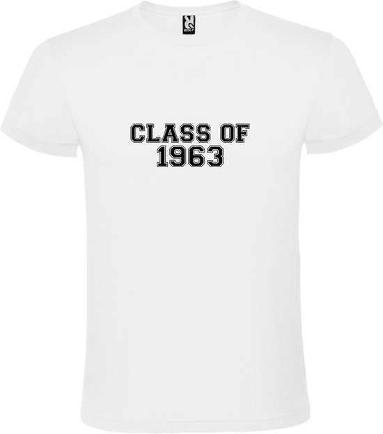 Wit T-Shirt met “Class of 1963 “ Afbeelding Zwart Size 5XL