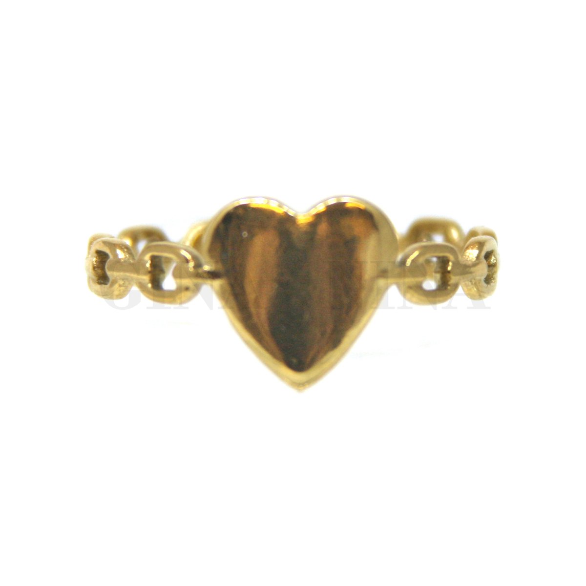 Ring van Goudkleurig stainless steel, Hart, band met opengewerkte ringen, 17 mm, Verstelbaar