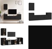 vidaXL 5-delige Tv-meubelset bewerkt hout zwart - Tv-kast - Tv-kasten - Tv-meubel - Hifi-meubel