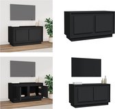 vidaXL Tv-meubel 80x35x45 cm bewerkt hout zwart - Tv-meubel - Tv-meubelen - Tv-standaard - Televisiemeubel