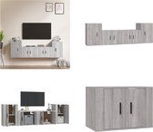 vidaXL 4-delige Tv-meubelset bewerkt hout grijs sonoma eikenkleurig - Tv-kast - Tv-kasten - Tv-meubel - Hifi-meubel