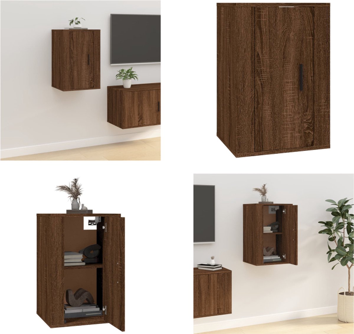 vidaXL - Tv-wandmeubel - 40x34,5x60 - cm - bruin - eikenkleur