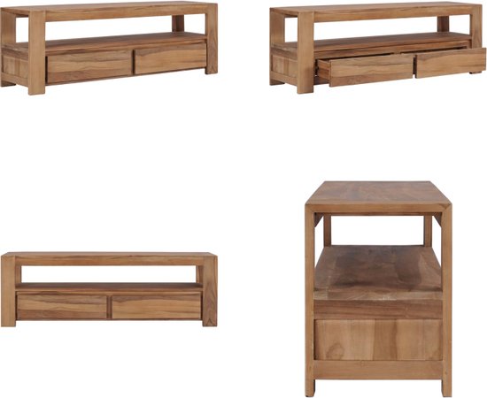 Meuble TV] - [Bois de teck massif] - [120x35x45 cm] - [Ethnique - Ailleurs] - [Mat] - [Marron