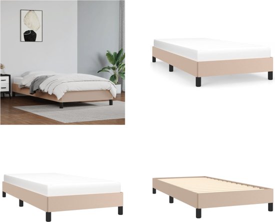 vidaXL Bedframe kunstleer cappuccinokleurig 90x200 cm - Bedframe - Bedframes - Bed - Slaapmeubel