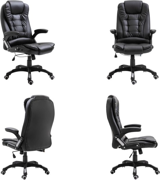 vidaXL Kantoorstoel kunstleer zwart - Bureaustoel - Bureaustoelen - Computer Stoel - Computer Stoelen