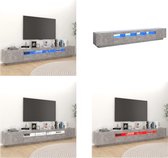 vidaXL Tv-meubel met LED-verlichting 260x35x40 cm betongrijs - Tv-kast - Tv-kasten - Televisiekast - Televisiekasten