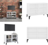 vidaXL Tv-meubel met metalen poten 69-5x30x50 cm wit - Tv-kast - Tv-kasten - Tv-standaard - Tv-standaarden