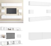 vidaXL 6-delige Tv-meubelset spaanplaat wit - Tv-kastenset - Tv-kastensets - Tv-kasten - Tv-meubelset