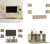 vidaXL 6-delige Tv-meubelset spaanplaat sonoma eikenkleurig - Tv-meubelset - Tv-meubelsets - Tv Meubelset - Tv Meubelsets