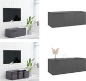 vidaXL Tv-meubel 80x34x30 cm spaanplaat hoogglans grijs - Tv-meubel - Tv-meubels - Tv-meubelen - Tv-meubilair
