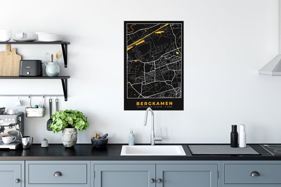 Poster City Map – Carte – Bergkamen – Or – Allemagne – Carte - 60x90 cm