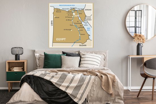 Affiche illustration marron d'Egypte 100x100 cm - Tirage photo sur Poster (décoration murale salon / chambre) / Affiche Afrique