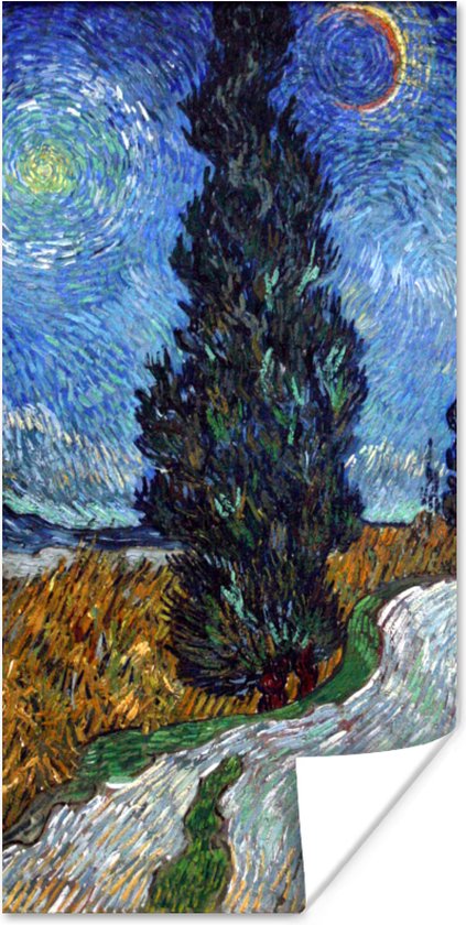 Poster Weg met cipres en ster - Vincent van Gogh - 60x120 cm