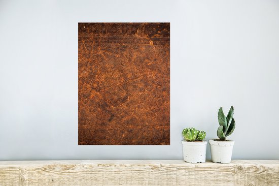 Poster Leer - Structuur - Bruin - Oranje - 30x40 cm - Kerstversiering - Kerstdecoratie voor binnen - Kerstmis