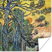 Poster Dennenbomen bij zonsondergang - Vincent van Gogh - 30x30 cm