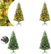 vidaXL Kerstboom met LED's en dennenappels 195 cm PVC en PE groen - Kunstkerstboom - Kunstkerstbomen - Kerstboom - Kerstdecoratie