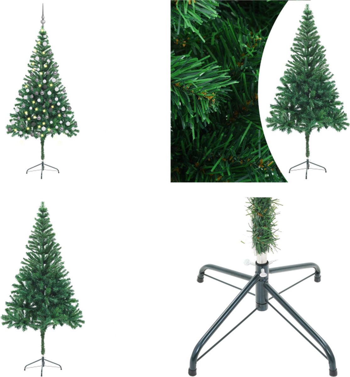 vidaXL Kunstkerstboom met LED's en kerstballen 564 takken 180 cm - Kunstkerstboom - Kunstkerstbomen - Kerstboom - Kerstdecoratie