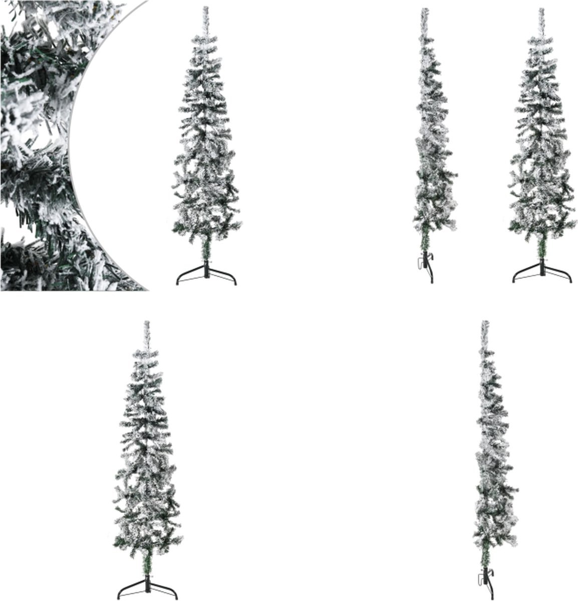 vidaXL Kunstkerstboom half met sneeuw smal 120 cm - Halve Kunstkerstboom - Halve Kunstkerstbomen - Kunstkerstboom - Kerstboom Met Sneeuw