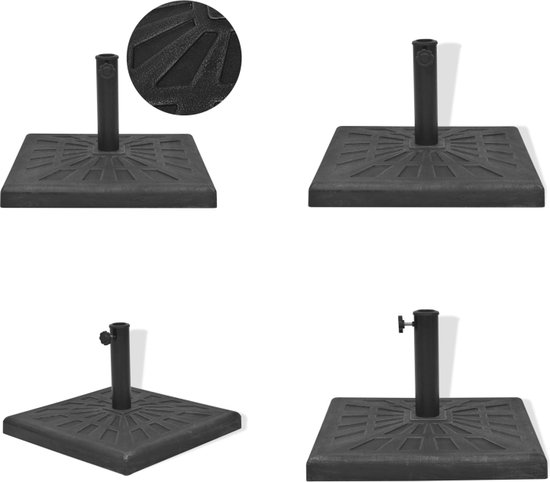 vidaXL Parasolvoet vierkant 12 kg hars zwart - Parasolvoet - Parasolvoeten - Parasol Voet - Parasol Voet
