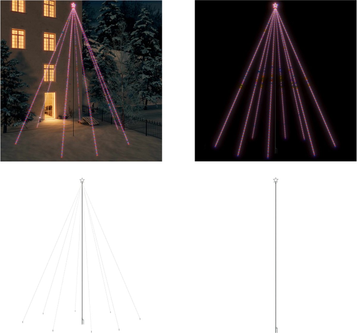 vidaXL Kerstboomverlichting 1300 LED's binnen/buiten 8 m meerkleurig - LED-boomverlichting - LED-boomverlichtingen - Kerstverlichting - Kerstverlichtingen