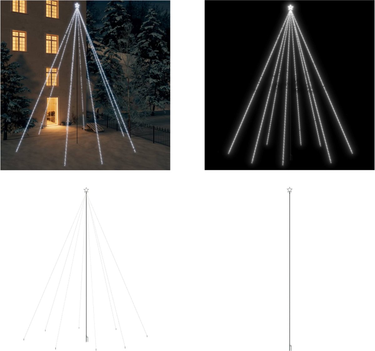 vidaXL Kerstboomverlichting 1300 LED's binnen/buiten 8 m koudwit - LED-boomverlichting - LED-boomverlichtingen - Kerstverlichting - Kerstverlichtingen