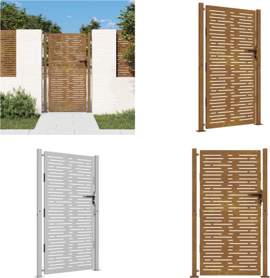 vidaXL Tuinpoort Cortenstaal - 105 x 205 cm - Roestig