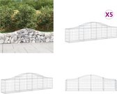vidaXL Gabions 5 pcs Courbé 200x30x40/60 cm Fer galvanisé - Panier à gabions - Paniers à gabions - Gabion - Mur de gabions