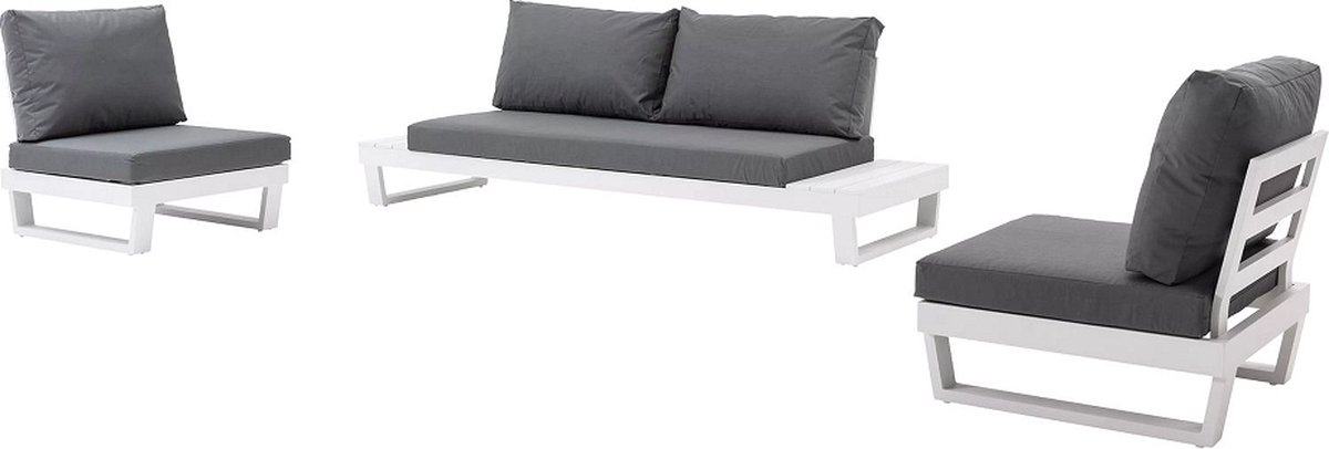 Modica loungeset - wit aluminium - grijze kussens