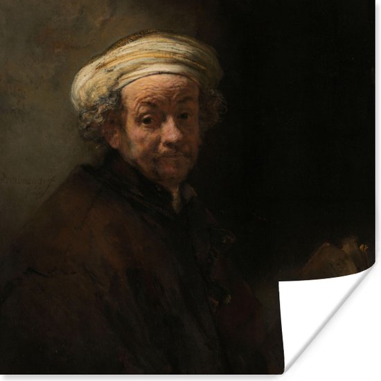Poster Zelfportret als de apostel Paulus - Schilderij van Rembrandt van Rijn - 50x50 cm