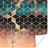 Poster Abstract - Kubus - Goud - Patronen - Luxe - 50x50 cm