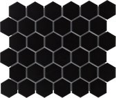 The Mosaic Factory Barcelona Hexagon - Wandtegels - Mozaïektegel - 28.1x32.5x0.6cm - Zwart Mat - 0.91m²/10 Stuks
