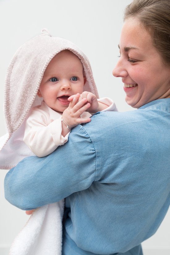 Baby's Only Baby badcape - Omslagdoek - Handdoek met capuchon Sparkle - Goud-Ivoor Mêlee - 75x85 cm - Met subtiel glittertje - Badstof van Baby's Only — afbeelding 2