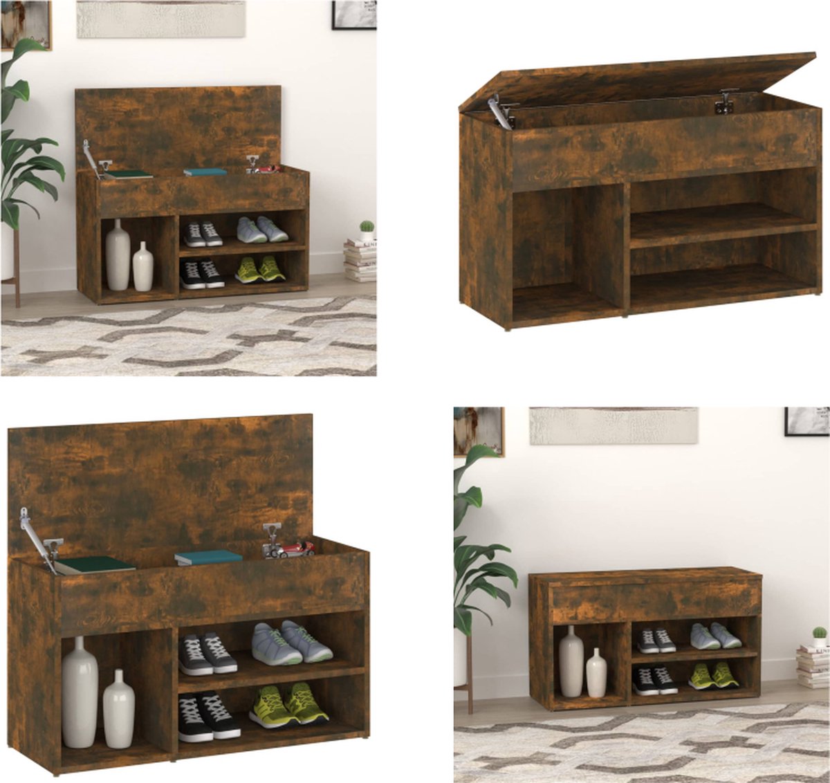 vidaXL Schoenenkast 29,5x34x76 cm bewerkt hout wit